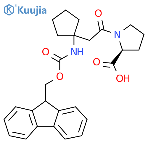 (2S)-1-{2-1-({(9H-fluoren-9-yl)methoxycarbonyl}amino)cyclopentylacetyl}pyrrolidine-2-carboxylic acid structure