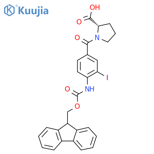 (2S)-1-4-({(9H-fluoren-9-yl)methoxycarbonyl}amino)-3-iodobenzoylpyrrolidine-2-carboxylic acid structure