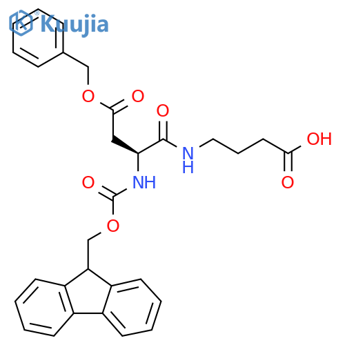 4-(2S)-3-(benzyl carboxy)-2-({(9H-fluoren-9-yl)methoxycarbonyl}amino)propanamidobutanoic acid structure
