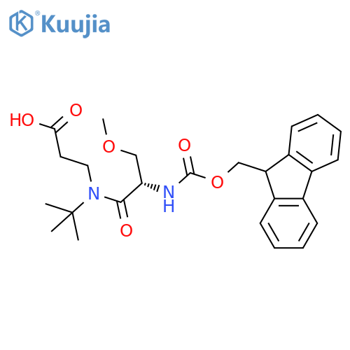 3-(2S)-N-tert-butyl-2-({(9H-fluoren-9-yl)methoxycarbonyl}amino)-3-methoxypropanamidopropanoic acid structure