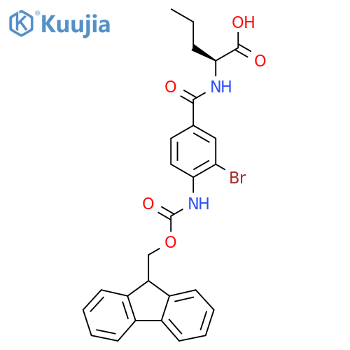 (2S)-2-{3-bromo-4-({(9H-fluoren-9-yl)methoxycarbonyl}amino)phenylformamido}pentanoic acid structure