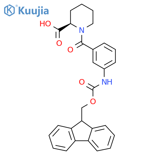 (2R)-1-3-({(9H-fluoren-9-yl)methoxycarbonyl}amino)benzoylpiperidine-2-carboxylic acid structure