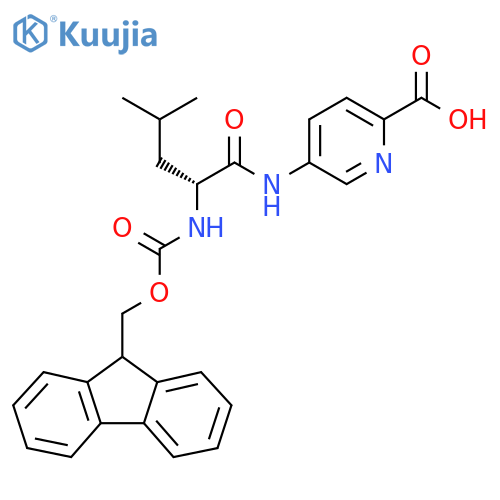 5-(2R)-2-({(9H-fluoren-9-yl)methoxycarbonyl}amino)-4-methylpentanamidopyridine-2-carboxylic acid structure