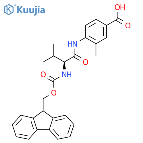 4-(2S)-2-({(9H-fluoren-9-yl)methoxycarbonyl}amino)-3-methylbutanamido-3-methylbenzoic acid structure