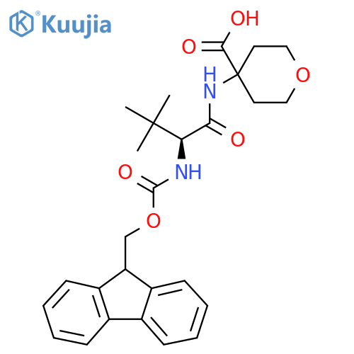 4-(2S)-2-({(9H-fluoren-9-yl)methoxycarbonyl}amino)-3,3-dimethylbutanamidooxane-4-carboxylic acid structure