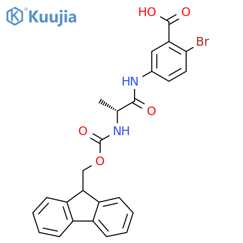 2-bromo-5-(2R)-2-({(9H-fluoren-9-yl)methoxycarbonyl}amino)propanamidobenzoic acid structure