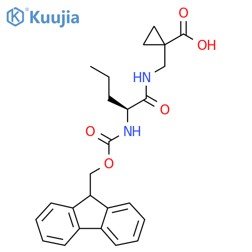1-{(2S)-2-({(9H-fluoren-9-yl)methoxycarbonyl}amino)pentanamidomethyl}cyclopropane-1-carboxylic acid structure