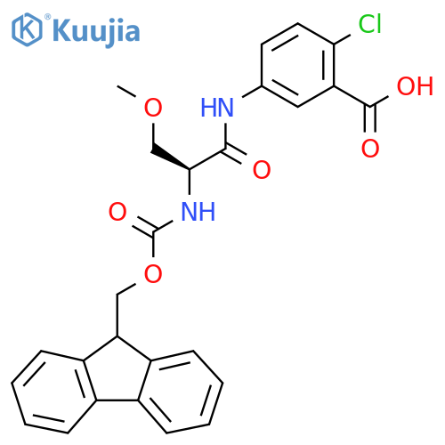 2-chloro-5-(2S)-2-({(9H-fluoren-9-yl)methoxycarbonyl}amino)-3-methoxypropanamidobenzoic acid structure