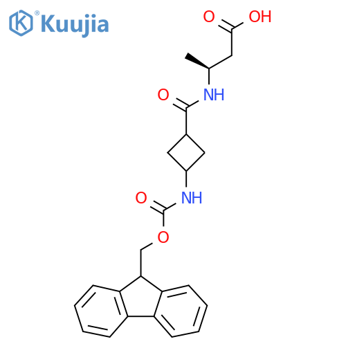 (3S)-3-{3-({(9H-fluoren-9-yl)methoxycarbonyl}amino)cyclobutylformamido}butanoic acid structure