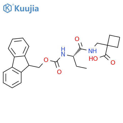1-{(2S)-2-({(9H-fluoren-9-yl)methoxycarbonyl}amino)butanamidomethyl}cyclobutane-1-carboxylic acid structure