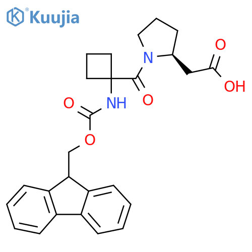 2-(2S)-1-1-({(9H-fluoren-9-yl)methoxycarbonyl}amino)cyclobutanecarbonylpyrrolidin-2-ylacetic acid structure