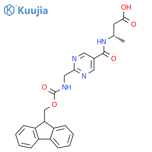 (3S)-3-({2-({(9H-fluoren-9-yl)methoxycarbonyl}amino)methylpyrimidin-5-yl}formamido)butanoic acid structure