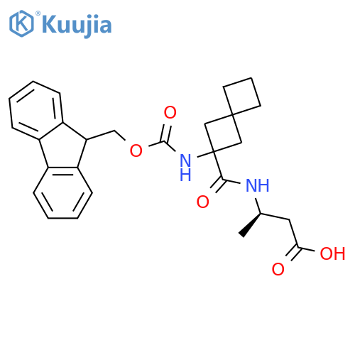 (3R)-3-{2-({(9H-fluoren-9-yl)methoxycarbonyl}amino)spiro3.3heptan-2-ylformamido}butanoic acid structure