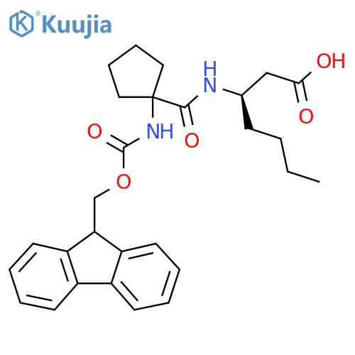 (3R)-3-{1-({(9H-fluoren-9-yl)methoxycarbonyl}amino)cyclopentylformamido}heptanoic acid structure