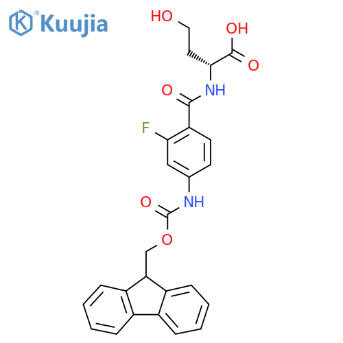 (2R)-2-{4-({(9H-fluoren-9-yl)methoxycarbonyl}amino)-2-fluorophenylformamido}-4-hydroxybutanoic acid structure