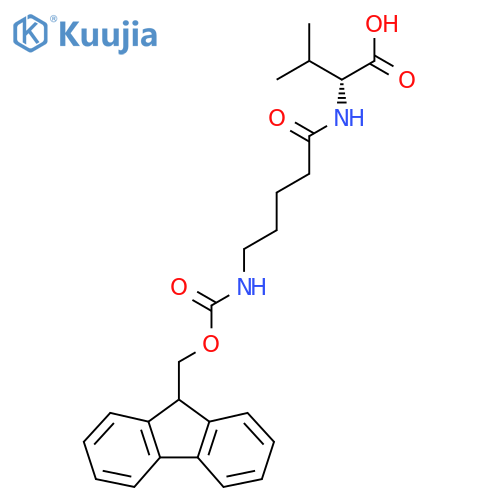 (2R)-2-5-({(9H-fluoren-9-yl)methoxycarbonyl}amino)pentanamido-3-methylbutanoic acid structure