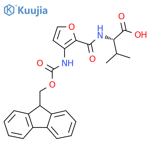 (2S)-2-{3-({(9H-fluoren-9-yl)methoxycarbonyl}amino)furan-2-ylformamido}-3-methylbutanoic acid structure