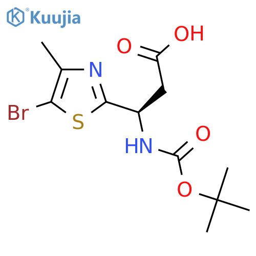 (3R)-3-(5-bromo-4-methyl-1,3-thiazol-2-yl)-3-{(tert-butoxy)carbonylamino}propanoic acid structure