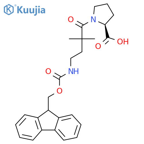 (2S)-1-4-({(9H-fluoren-9-yl)methoxycarbonyl}amino)-2,2-dimethylbutanoylpyrrolidine-2-carboxylic acid structure
