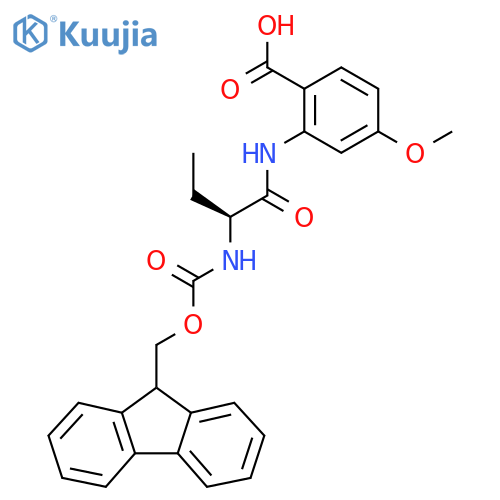 2-(2S)-2-({(9H-fluoren-9-yl)methoxycarbonyl}amino)butanamido-4-methoxybenzoic acid structure