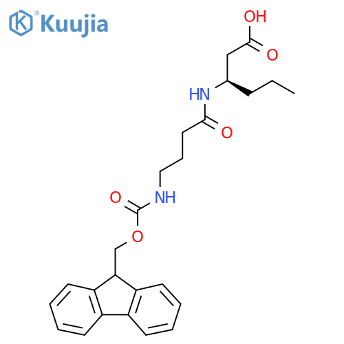 (3R)-3-4-({(9H-fluoren-9-yl)methoxycarbonyl}amino)butanamidohexanoic acid structure