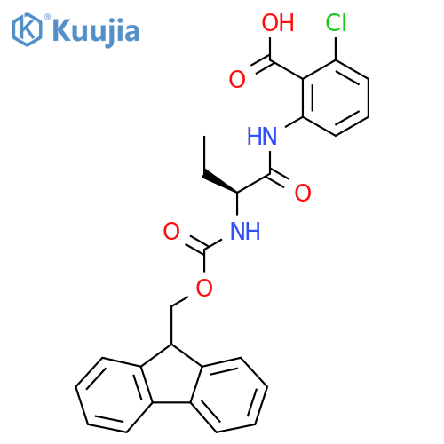 2-chloro-6-(2S)-2-({(9H-fluoren-9-yl)methoxycarbonyl}amino)butanamidobenzoic acid structure