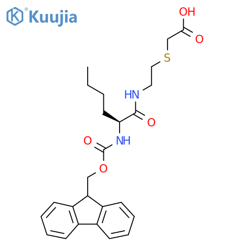 2-({2-(2S)-2-({(9H-fluoren-9-yl)methoxycarbonyl}amino)hexanamidoethyl}sulfanyl)acetic acid structure