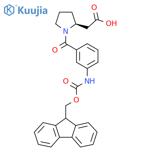 2-(2S)-1-3-({(9H-fluoren-9-yl)methoxycarbonyl}amino)benzoylpyrrolidin-2-ylacetic acid structure