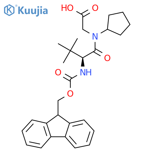 2-(2S)-N-cyclopentyl-2-({(9H-fluoren-9-yl)methoxycarbonyl}amino)-3,3-dimethylbutanamidoacetic acid structure