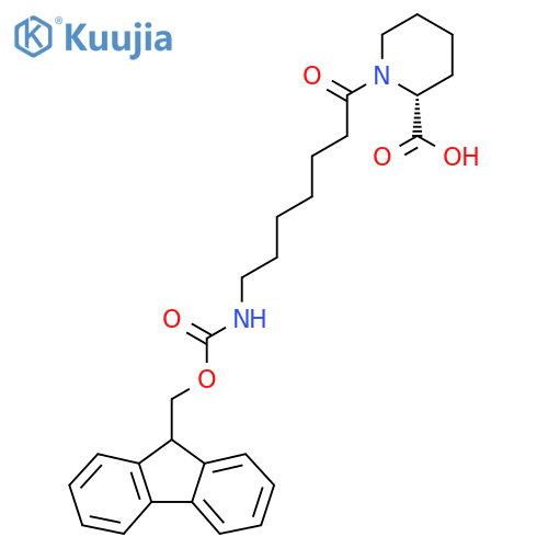 (2R)-1-7-({(9H-fluoren-9-yl)methoxycarbonyl}amino)heptanoylpiperidine-2-carboxylic acid structure