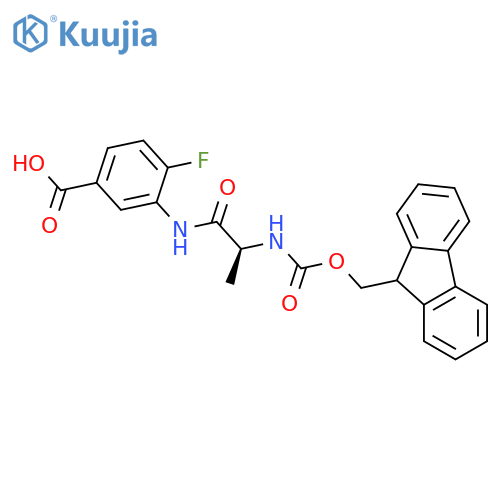 3-(2S)-2-({(9H-fluoren-9-yl)methoxycarbonyl}amino)propanamido-4-fluorobenzoic acid structure