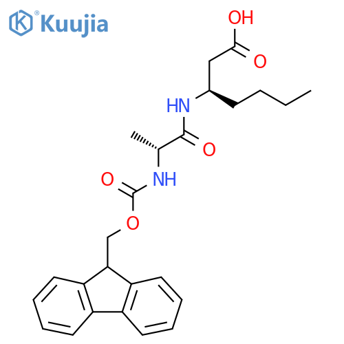 (3R)-3-(2R)-2-({(9H-fluoren-9-yl)methoxycarbonyl}amino)propanamidoheptanoic acid structure
