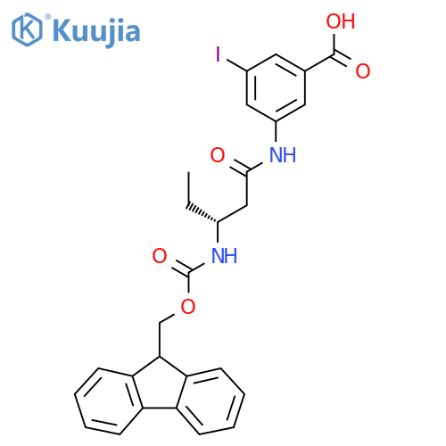 3-(3R)-3-({(9H-fluoren-9-yl)methoxycarbonyl}amino)pentanamido-5-iodobenzoic acid structure
