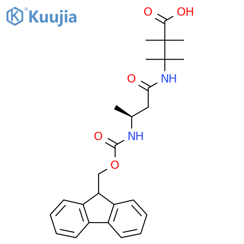 3-(3S)-3-({(9H-fluoren-9-yl)methoxycarbonyl}amino)butanamido-2,2,3-trimethylbutanoic acid structure