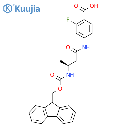 4-(3S)-3-({(9H-fluoren-9-yl)methoxycarbonyl}amino)butanamido-2-fluorobenzoic acid structure