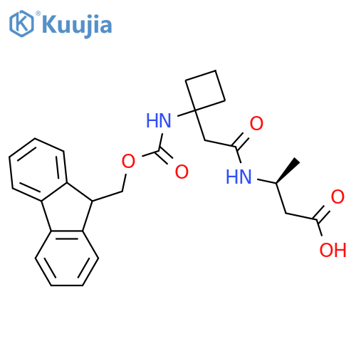 (3S)-3-{2-1-({(9H-fluoren-9-yl)methoxycarbonyl}amino)cyclobutylacetamido}butanoic acid structure