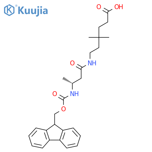 6-(3R)-3-({(9H-fluoren-9-yl)methoxycarbonyl}amino)butanamido-4,4-dimethylhexanoic acid structure