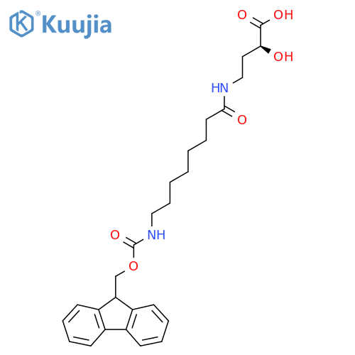 (2S)-4-8-({(9H-fluoren-9-yl)methoxycarbonyl}amino)octanamido-2-hydroxybutanoic acid structure