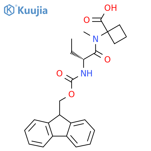 1-(2R)-2-({(9H-fluoren-9-yl)methoxycarbonyl}amino)-N-methylbutanamidocyclobutane-1-carboxylic acid structure