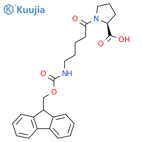 (2S)-1-5-({(9H-fluoren-9-yl)methoxycarbonyl}amino)pentanoylpyrrolidine-2-carboxylic acid structure