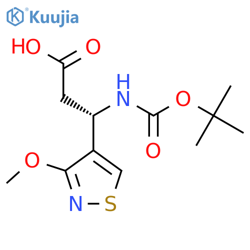 (3S)-3-{(tert-butoxy)carbonylamino}-3-(3-methoxy-1,2-thiazol-4-yl)propanoic acid structure