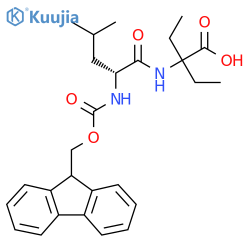 2-ethyl-2-(2R)-2-({(9H-fluoren-9-yl)methoxycarbonyl}amino)-4-methylpentanamidobutanoic acid structure