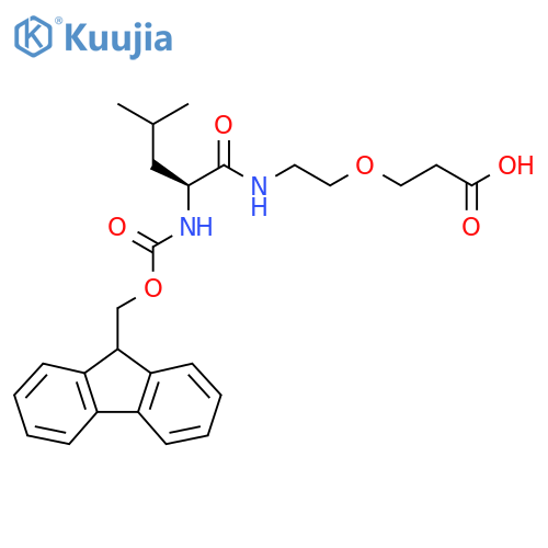 3-{2-(2S)-2-({(9H-fluoren-9-yl)methoxycarbonyl}amino)-4-methylpentanamidoethoxy}propanoic acid structure