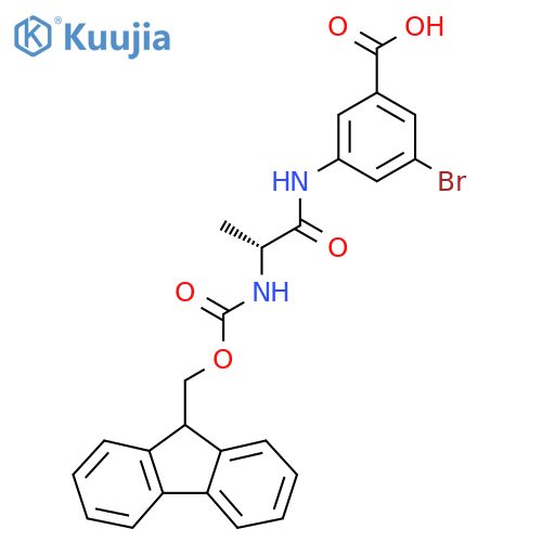 3-bromo-5-[(2R)-2-({[(9H-fluoren-9-yl)methoxy]carbonyl}amino)propanamido]benzoic acid structure