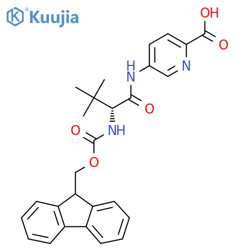 5-(2R)-2-({(9H-fluoren-9-yl)methoxycarbonyl}amino)-3,3-dimethylbutanamidopyridine-2-carboxylic acid structure