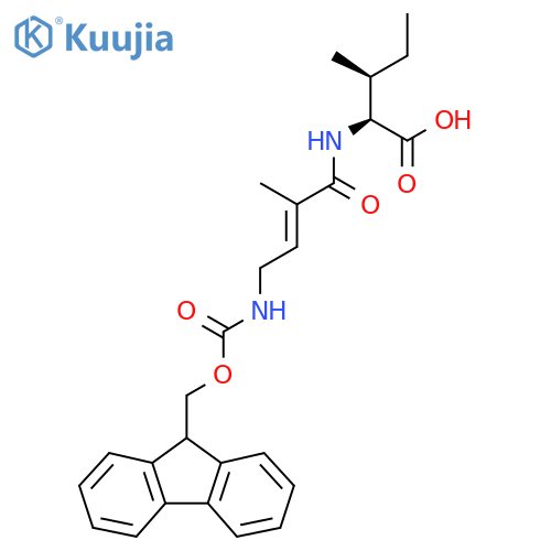 (2S,3S)-2-4-({(9H-fluoren-9-yl)methoxycarbonyl}amino)-2-methylbut-2-enamido-3-methylpentanoic acid structure