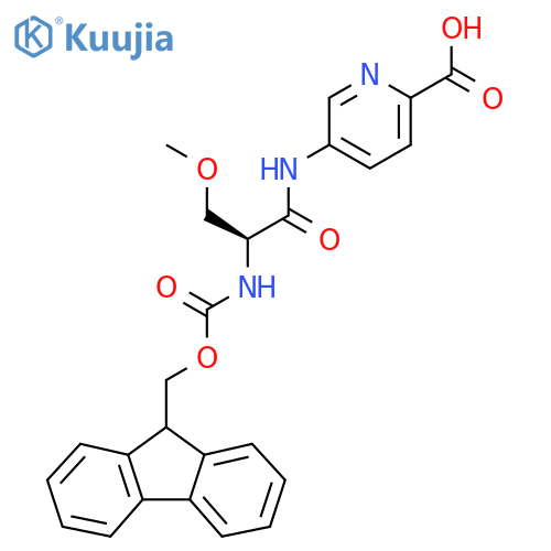 5-(2S)-2-({(9H-fluoren-9-yl)methoxycarbonyl}amino)-3-methoxypropanamidopyridine-2-carboxylic acid structure