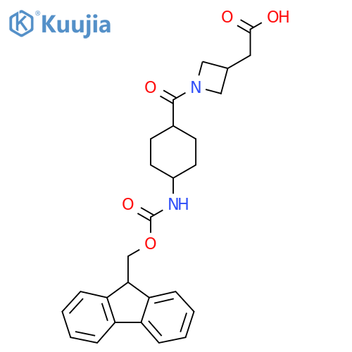 2-{1-(1s,4s)-4-({(9H-fluoren-9-yl)methoxycarbonyl}amino)cyclohexanecarbonylazetidin-3-yl}acetic acid structure
