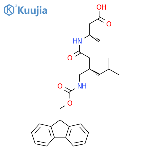 (3S)-3-(3S)-3-({(9H-fluoren-9-yl)methoxycarbonyl}amino)methyl-5-methylhexanamidobutanoic acid structure