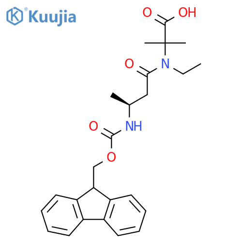 2-(3S)-N-ethyl-3-({(9H-fluoren-9-yl)methoxycarbonyl}amino)butanamido-2-methylpropanoic acid structure